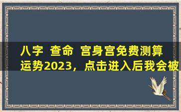 八字  查命  宫身宫免费测算运势2023，点击进入后我会被套路吗